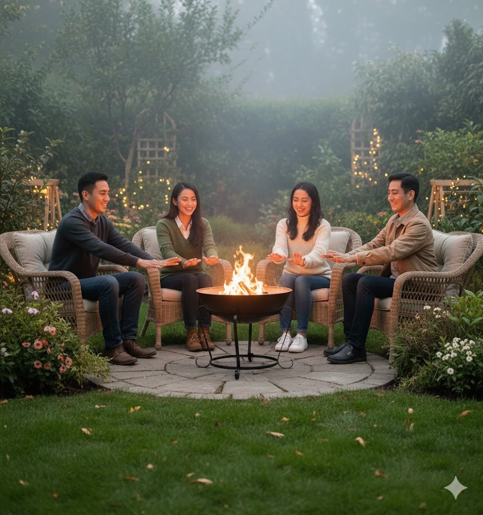 Innova Firepit Round Black – 24” Wood Burning Firepit for Garden, Patio 