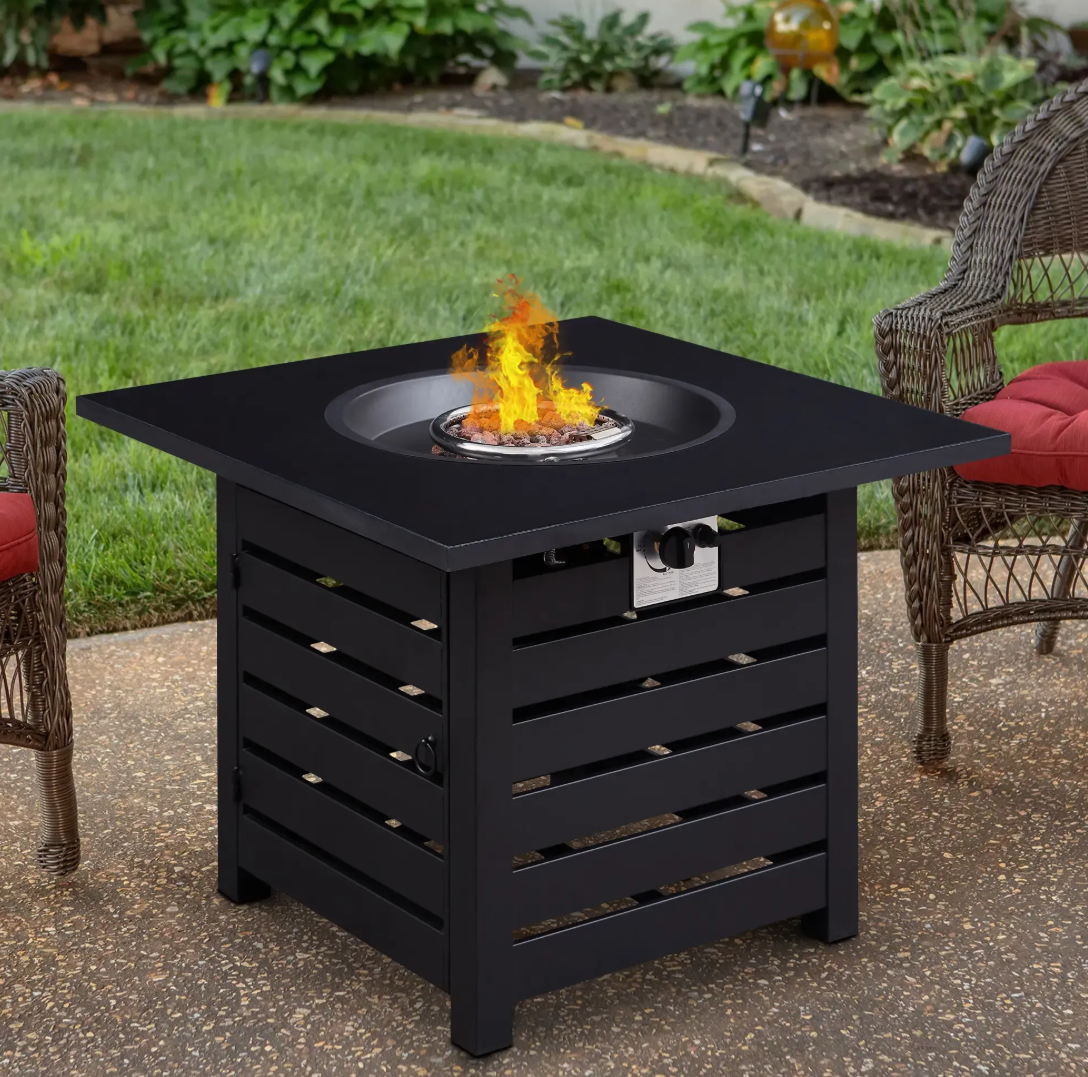 Innova Gas Firepit Table – 32" Width, Heavy Gauge Metal, Gas Powered Outdoor Table