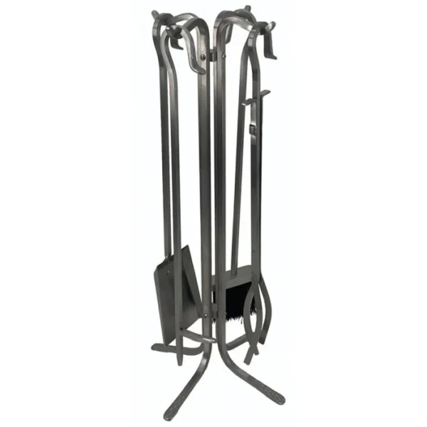 Dagan Five Piece Fireplace Tool Set, Stainless Steel - Image 3